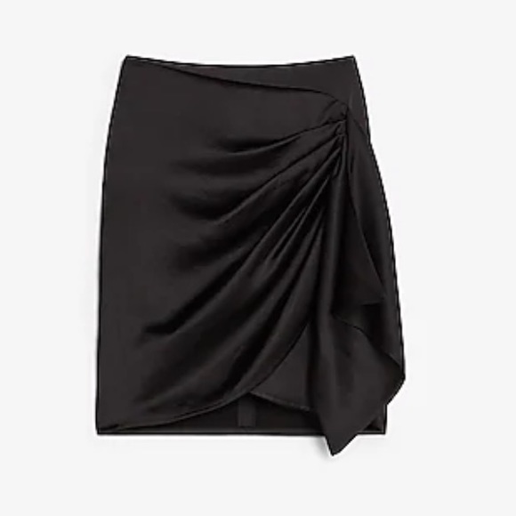 Satin Drape Front Mini Skirt - Picture 3 of 4
